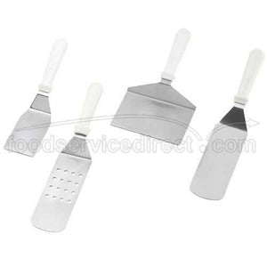 Tablecraft Stainless Steel Turner with White ABS Handle, 11 inch - 1 Each.