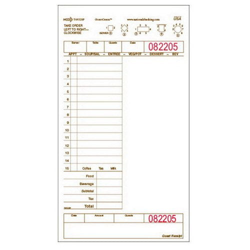 National Checking Company Guest Check Board - 1 Part Yellow, 20 Line, 5.25 x 8.5 inch - 2000 per case.