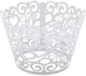 Hoffmaster Brooklace 3.75 x 9 Hearts Laser Cut Cupcake Wrapper - 250 per case.
