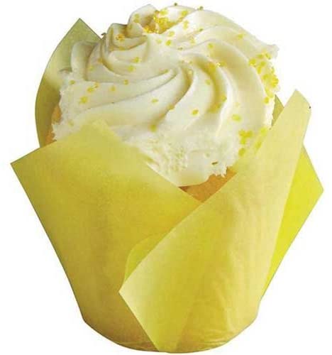 Hoffmaster Brooklace Tulip Bright Yellow Small 2 x 3.5 Baking Cup - 1000 per case.