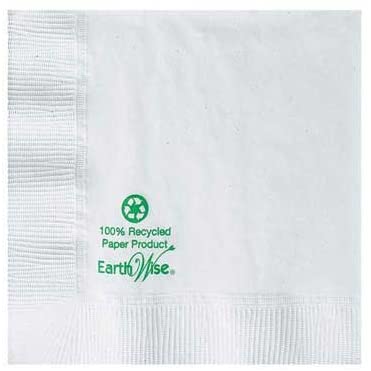 Hoffmaster Earth Wise 2 Ply White Beverage Napkin, 10 x 10 inch - 1000 per case.