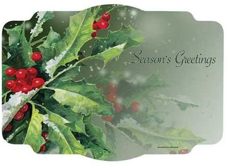 Hoffmaster Holly Greetings Paper Placemat, 9.75 x 14 inch - 1000 per case.