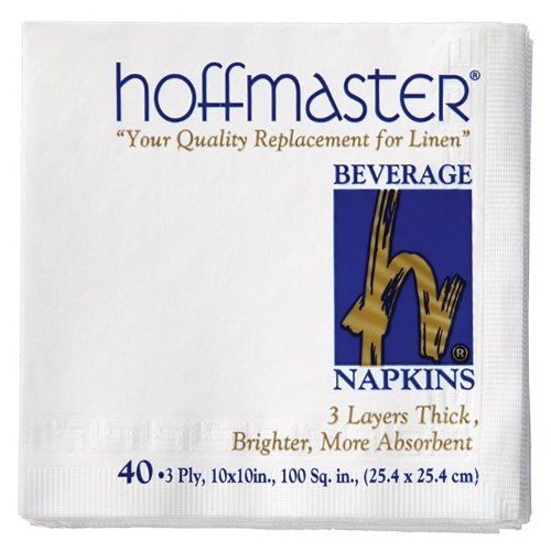 Hoffmaster Specialty Brand Cash and Carry White 3 Ply Beverage Napkins - Retail Pack, 10 x 10 inch, 24 per pack - 960 per case.