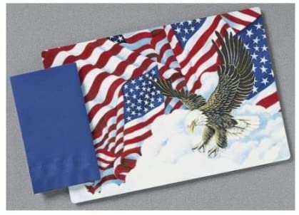 Hoffmaster 901-FD206 Fashion-Casual Interest Patriotic Flags Printed Placemat 9.75 x 14 inch, Straight Edge Die Cut - 1000 per case.