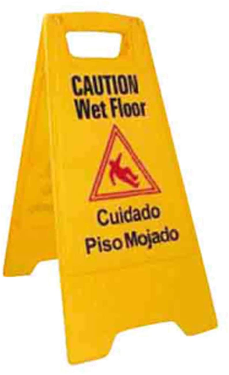 Winco WCS-25 2-Sided Wet Floor Caution Sign, Yellow