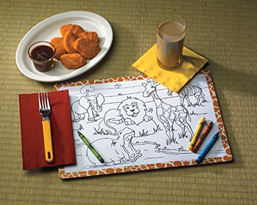 Hoffmaster 901-ECO78 Jungle Fun Straight Edge Die Cut Printed Childrens Placemat, 9 3/4 x 14 inch -- 1000 per case.