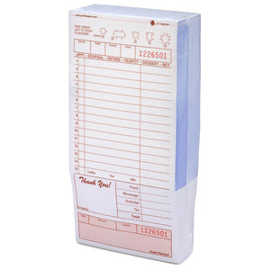 Guest Check PKG-CT-T4997SP 2 Part Carbonless, Perforated, Tan, 4.25" x 7.76" Qty: 250 (Loose)