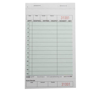 National Checking Company Carbonless Guest Check Board - 2 Part Green, 13 Line, 4.20 x 7.25 inch - 2000 per case.