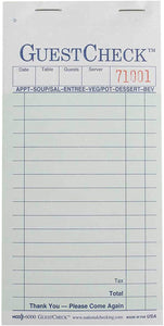 National Checking G6000 3.5 x 6.75 in.44; Guest Check Pad - Green & White