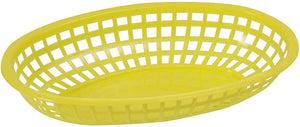 Winco POB-Y, 10-1/4" x 6-3/4" x 2" Yellow Premium Oval Bread and Fruit Basket Platter, Tabletop Serving Display Snacks Baskets, 1 Dozen Pack