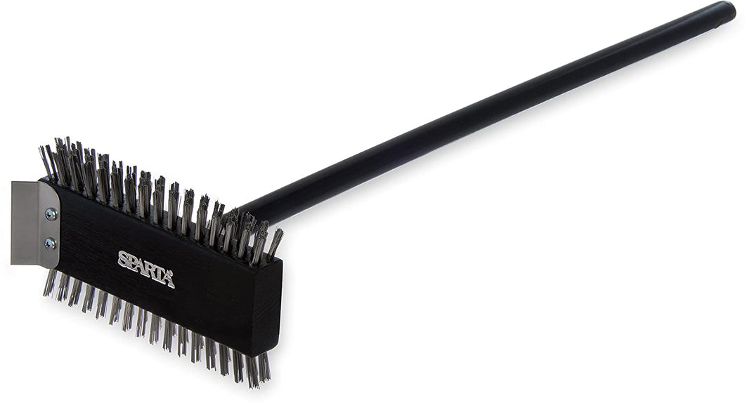 Carlisle 4029000 Ultimate Broiler Master Grill Brush with Stainless Steel Bristles and Scraper, 30.5