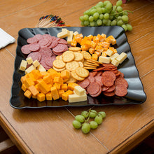 Load image into Gallery viewer, Carlisle 792603 Displayware Melamine Square Medium Scalloped Platter, Black