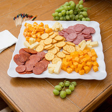 Load image into Gallery viewer, Carlisle 792602 Displayware Melamine Square Medium Scalloped Platter, White