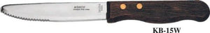 Winco Jumbo Round Tip Steak Knife with Wood Handle, 5 inch - 12 per case.