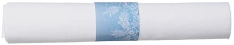 Hoffmaster CaterWrap Fashnpoint White Dinner Napkin Heavyweight Plastic Clear Cutlery Wrap with Blue Snowflake Band Kit - 100 per case.