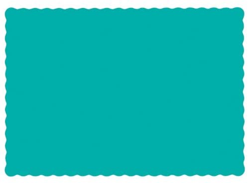 Hoffmaster 975-NMD1 Solid Teal Color Recycled Placemat 9 3/4 x13 1/2 inch, Scallop Die Cut - 1000 per case.