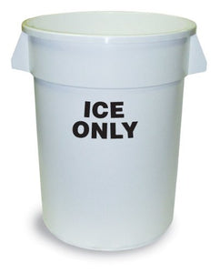 Continental 1001-ICE 10-Gallon Huskee Waste Receptacle, Legend "Ice Only", Round, White