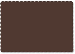 Hoffmaster 310561 10" x 14" Chocolate Brown Colored Paper Placemat with Scalloped Edge - 1000/Case