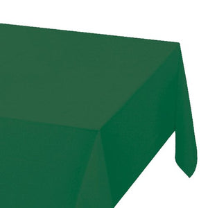 Hoffmaster Hunter Green Plastic Folded Table cover 54 x 108 inch, Banquet Size - 12 per case.