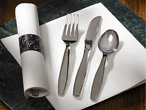 Hoffmaster FashnPoint CaterWrap Metallic Cutlery, 15 1/2 x 15 1/2 inch - 50 per pack - 2 packs per case.