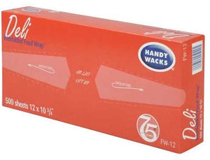 Handy Wacks Newsprint Interfold Deli Paper, 12 x 10 3/4 inch - 6000 sheets per case.