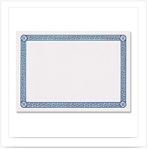 Hoffmaster Blue Greek Key Printed Design Placemat, 10 x 14 inch - 1000 per case.