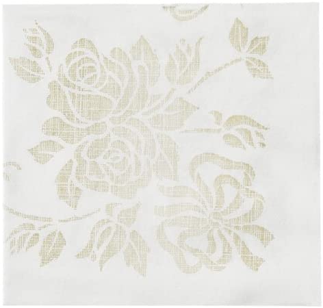 Hoffmaster 800-FD91 Linen-Like 4-Fold Gold Prestige Printed Dinner Napkin 17 x 17 inch, 4 packs of each 75-300 per case.