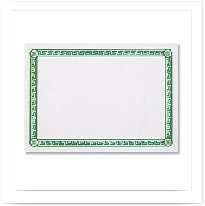 Hoffmaster Green Greek Key Printed Design Placemat, 10 x 14 inch - 1000 per case.