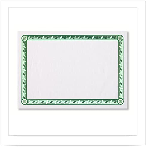 Hoffmaster Green Greek Key Printed Design Placemat, 10 x 14 inch - 1000 per case.