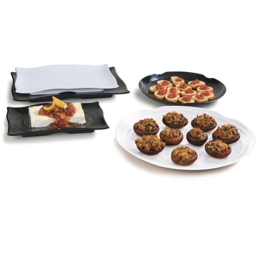 White Terra Displayware Melamine Rectangular Textured Platter - 1 each