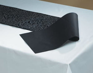 Hoffmaster 8200-FD284 Linen-Like Silver Swire and Black Color in Depth Table runner - 11 inch x 200 feet - 1 each.