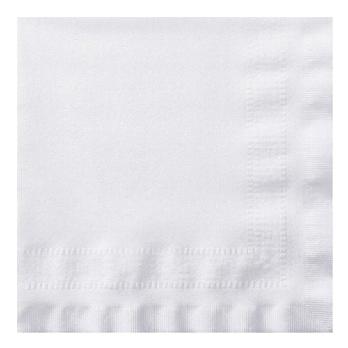 Hoffmaster 800-4 Linen-Like White 4-Fold Dinner Napkin 17 x 17 inch - Greek Key Embossed, 4 Packs of Each 75-300 per case.