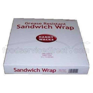 Handy Wacks White Deli Sheet Grease Proof Sandwich Wrap, 12 x 12 inch - 1000 per pack - 6 packs per case.