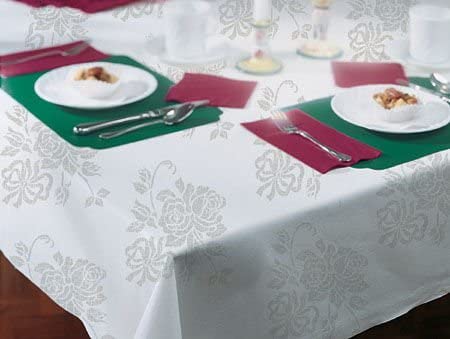 Hoffmaster 8108-FD97 Linen-Like Silver Prestige Printed Table cover, Banquet Size 50 x 108 inch - 24 per case.