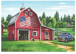 Hoffmaster Patriotic Barn Paper Placemat, 9.75 x 14 inch - 1000 per case.