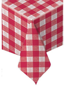 Hoffmaster 8108-DC11 Linen-Like Red Check Printed Table cover, Banquet Size 50 x 108 inch - 24 per case.