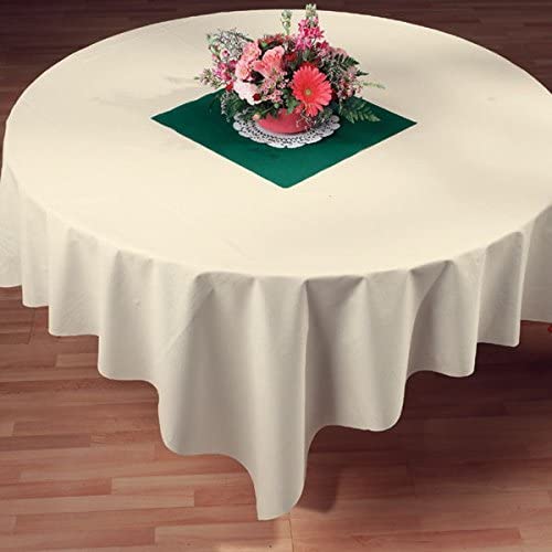 Hoffmaster 882-D17 Linen-Like Solid Ecru Color in Depth Dinner Size Table Cover, 82 x 82 inch - 12 per case.