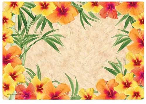 Hoffmaster Hibiscus Paper Placemat, 9.75 x 14 inch - 1000 per case.