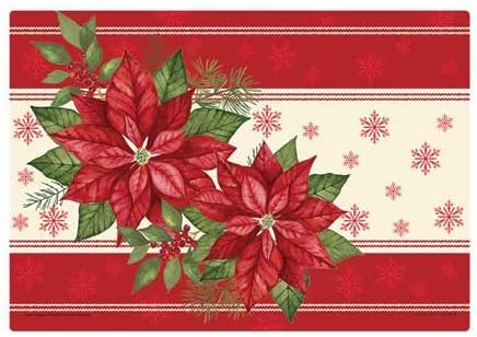 Hoffmaster Poinsettia Paper Placemat, 9.75 x 14 inch - 1000 per case.