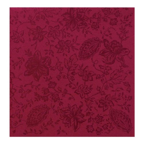 Hoffmaster 824-FD99 Linen-Like 4-Fold Burgundy Paisley Printed Dinner Napkin 16 x 17 inch, 4 packs of each 75-300 per case.