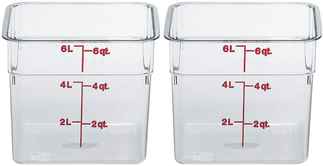 Cambro 6SFSCW135 CamSquare Food Storage Containers, Set of 2 (6-Quart, Polycarbonate, NSF)