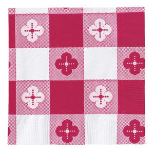 Hoffmaster 610-DG11 2 Ply Red Gingham Printed Everyday Beverage Napkin 10 x 10 inch - Coin Embossed, 4 Packs of Each 250-1000 per case.