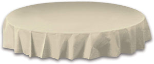 Hoffmaster Ivory Plastic Octy-Round Tablecover, 82", Pack of 12