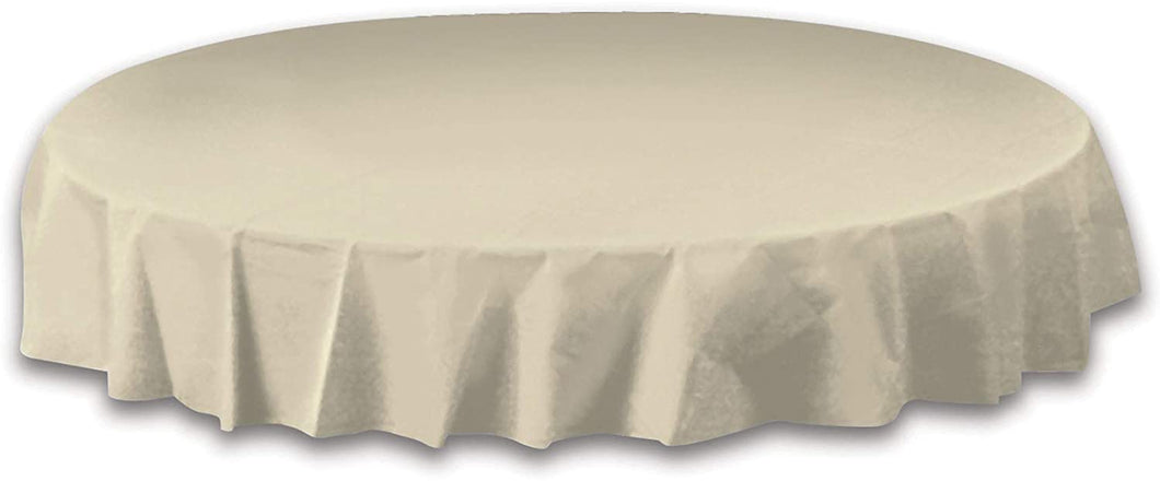 Hoffmaster Ivory Plastic Octy-Round Tablecover, 82