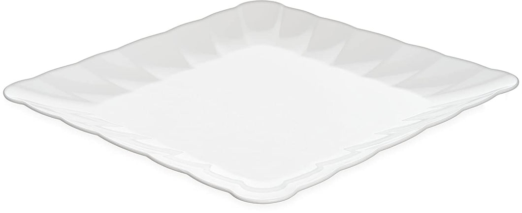 Carlisle 792802 Displayware Melamine Square Large Scalloped Platter, White