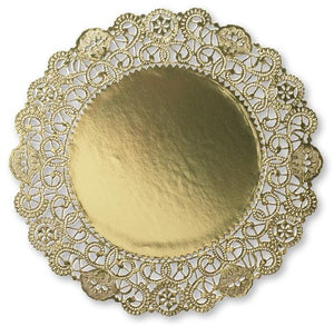 10 Inch Gold Foil Round Lace Doily