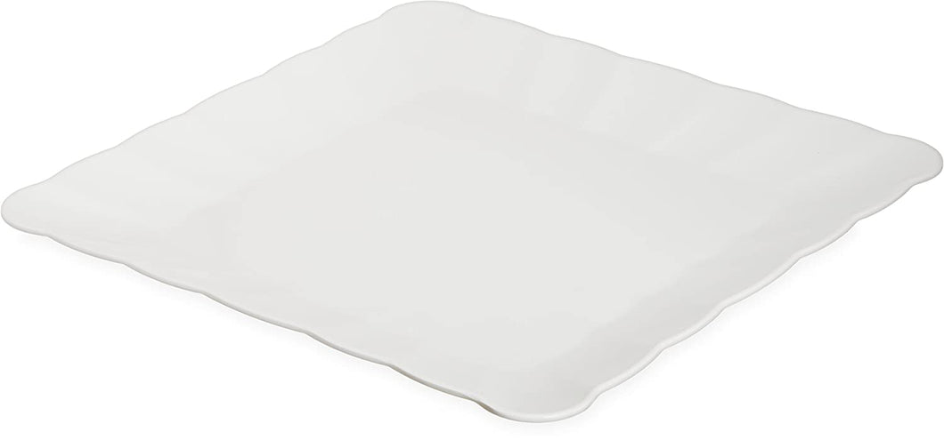 Carlisle 792602 Displayware Melamine Square Medium Scalloped Platter, White