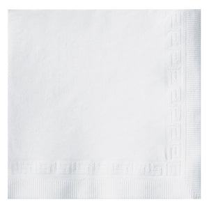 Hoffmaster 010102 Premium Beverage Napkin, Greek Key Embossed, 3-Ply, 1/4 Fold, 10" Length x 10" Width, White (Case of 800)