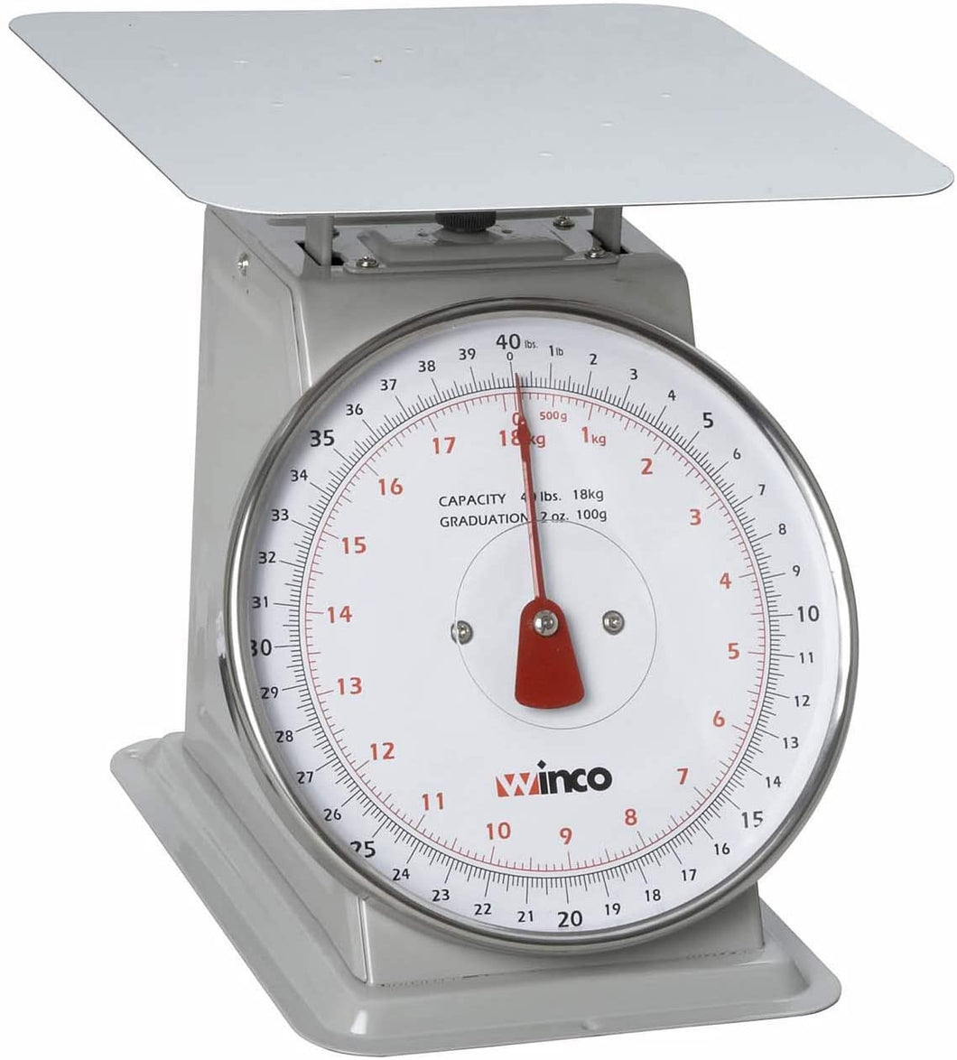 Winco SCAL-840 40-Pound/18.18kg Scale with 8-Inch Dial, Medium, White, Steel