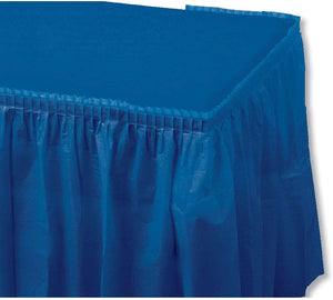 Hoffmaster Blue Plastic Tableskirt 29"X14', Pack of 6